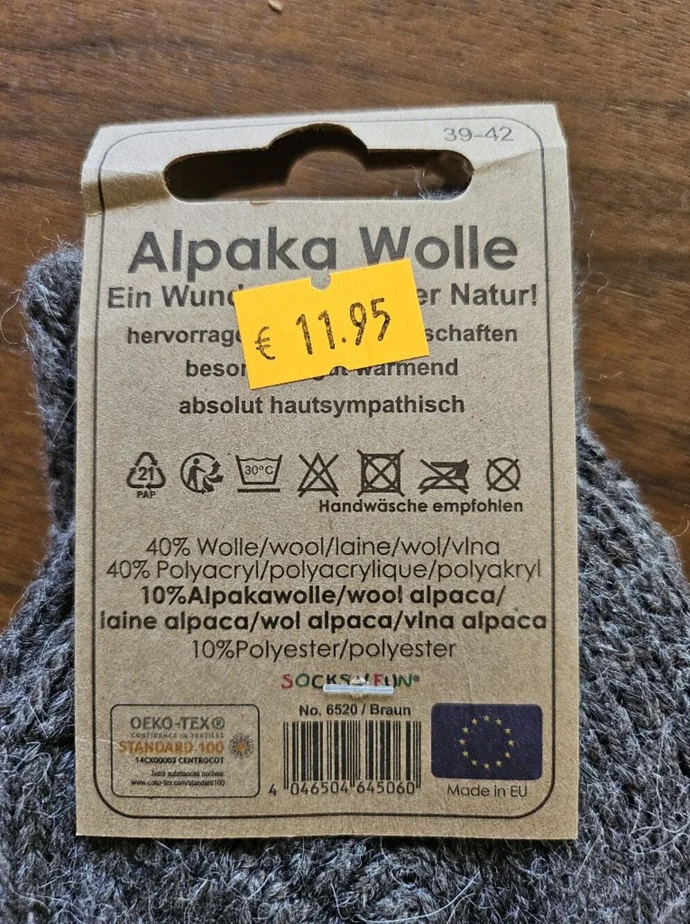 New W Tags Alpaca Cozy Ribbed Women's Sock in Heather Brown 39-42